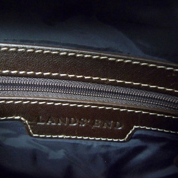 Lands' End leather trimmed quilted crossbody bag - Picture 7 of 9